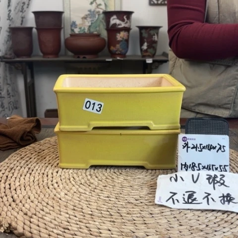 紫砂花盆微瑕两只釉面长方013