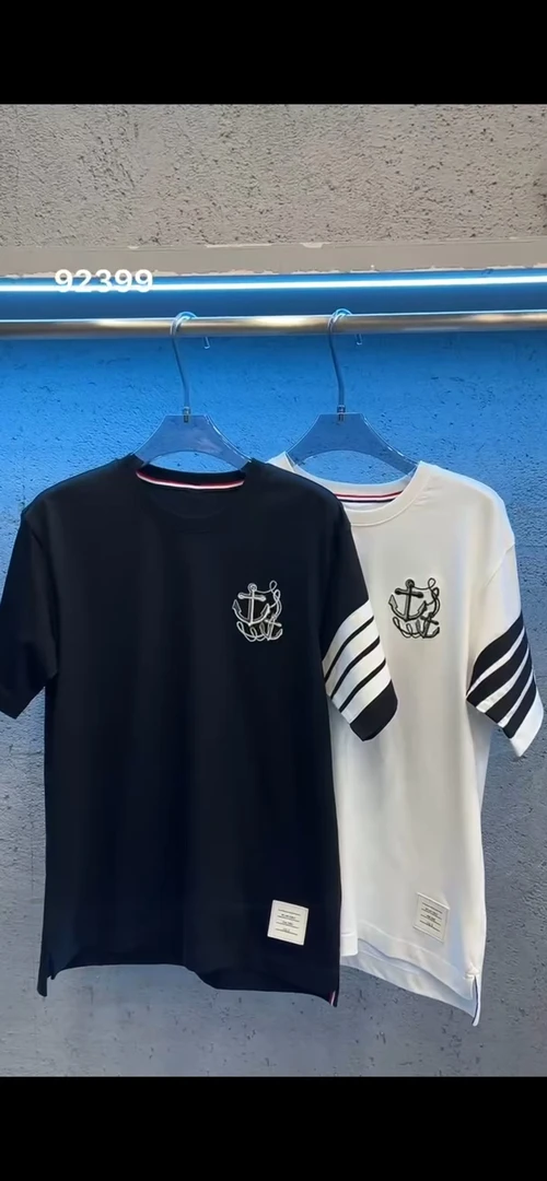 25夏季男士欧货四杠黑色短袖体恤衫92399