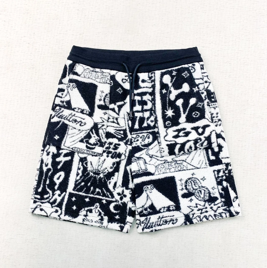 未使用 LouisVuitton/路易威登 漫画图案绒面短裤l码编码xb4866