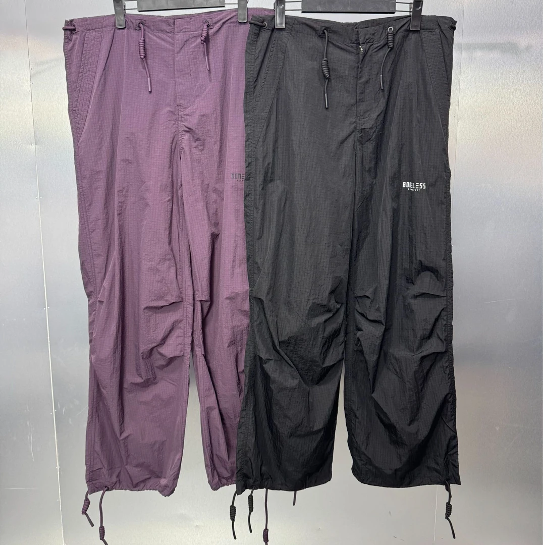 E04(ST)-52401-BON肌理格子纹理伞兵裤