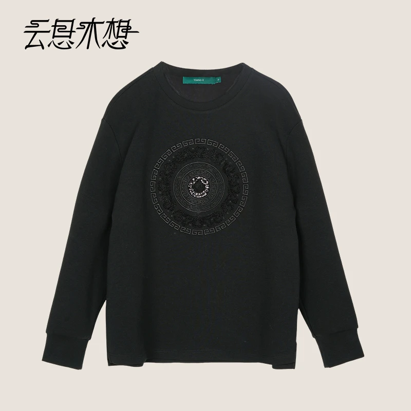 Ysimo-X云思木想 与凤和鸣 重工绣花休闲百搭圆领宽松卫衣12502