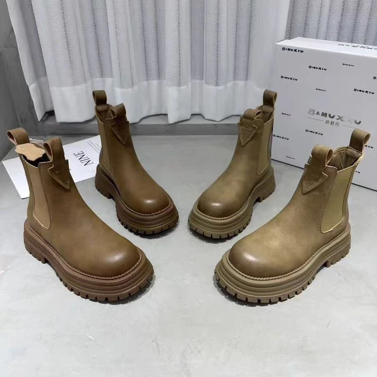 修面皮马丁靴百搭秋冬学院风防滑厚底