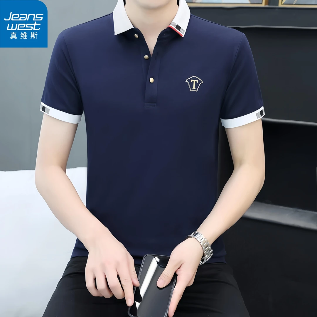 真维斯Jeanswest男士翻领休闲POLO衫夏季2025新款时尚商务短袖T恤