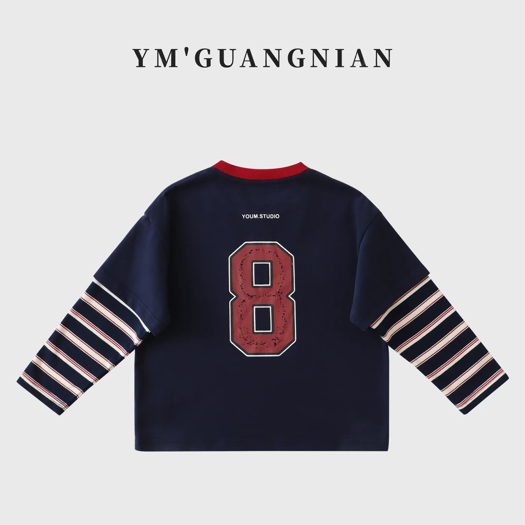 【幼棉光年】秋季男童韩版长袖百搭上衣休闲印花圆领衣服1221269