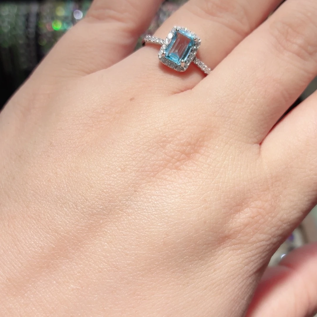 托帕石戒指银S925镶嵌