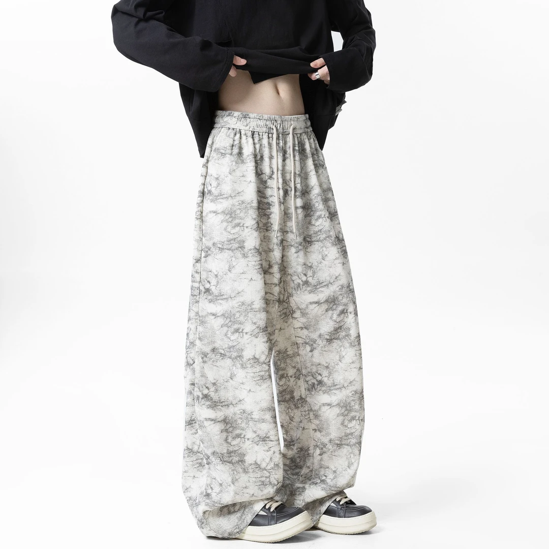 美式扎染休闲裤子男款爆款2025新款痞帅宽松潮牌直筒潮流百搭长裤