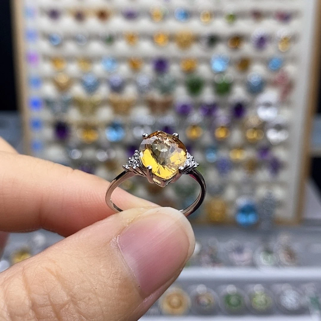 银S925镶嵌戒指黄晶不含证书