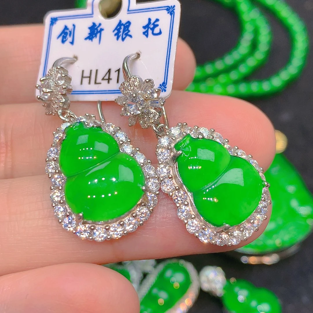 吊坠(不含链)银S925镶嵌翡翠翡翠
