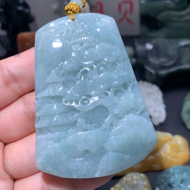 翡翠未镶嵌颈饰保真天然A货翡翠