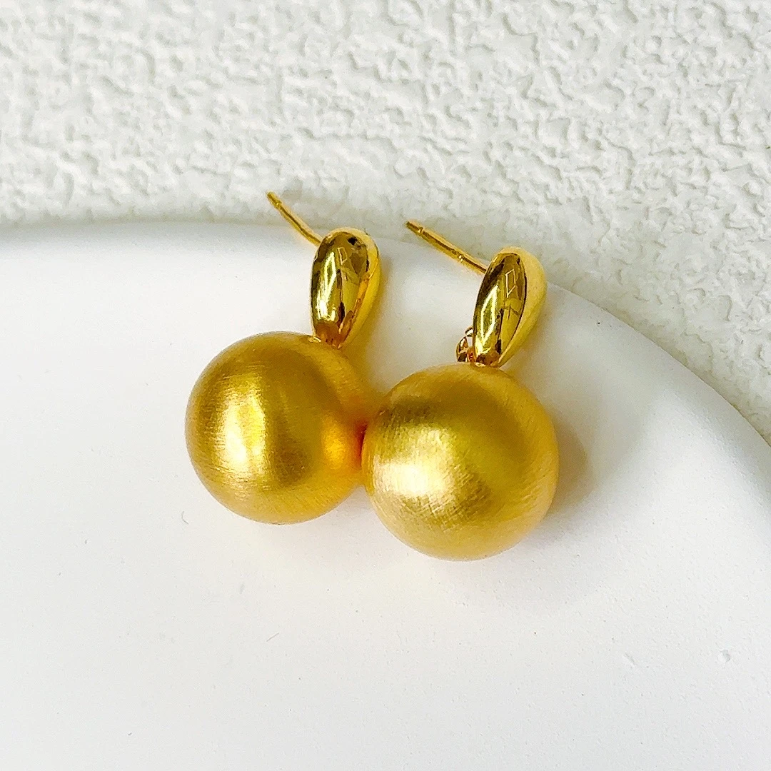 精工拉丝圆球耳钉-426