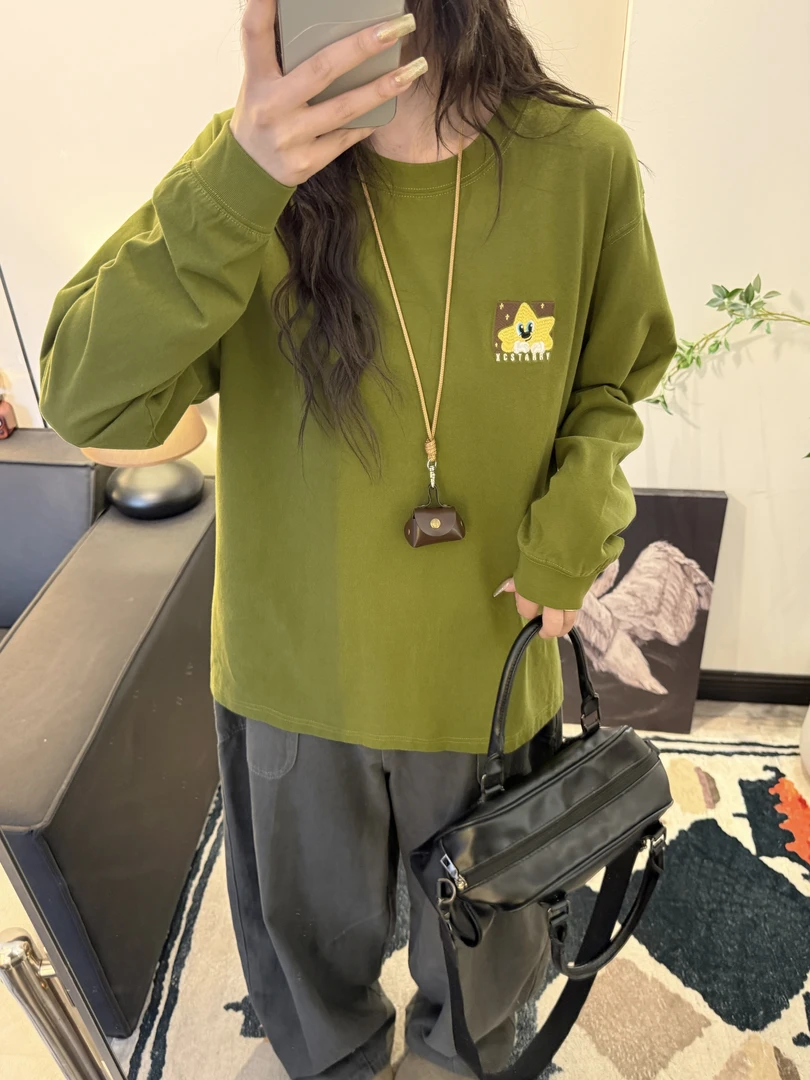 后背刺绣印花！星愿字母~XCstarry纸袋长袖打底衫XC8009（90-150斤）