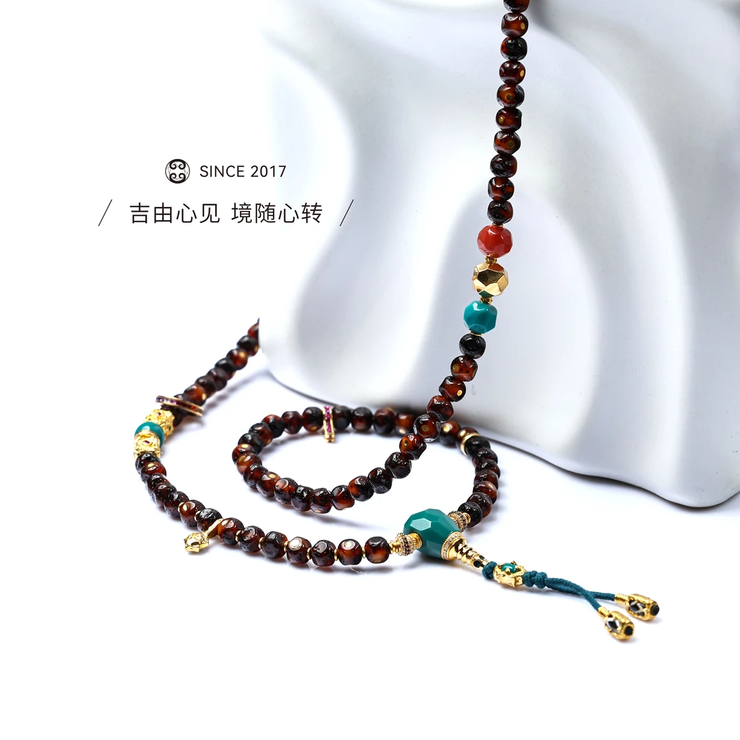 【吉由罗】黑金星月108无相天然非染色真品高货星月菩提手串手串男