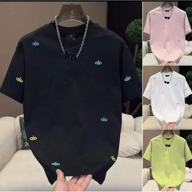 夏季新款男士短袖T恤轻奢高级感字母刺绣圆领休闲半袖潮流T