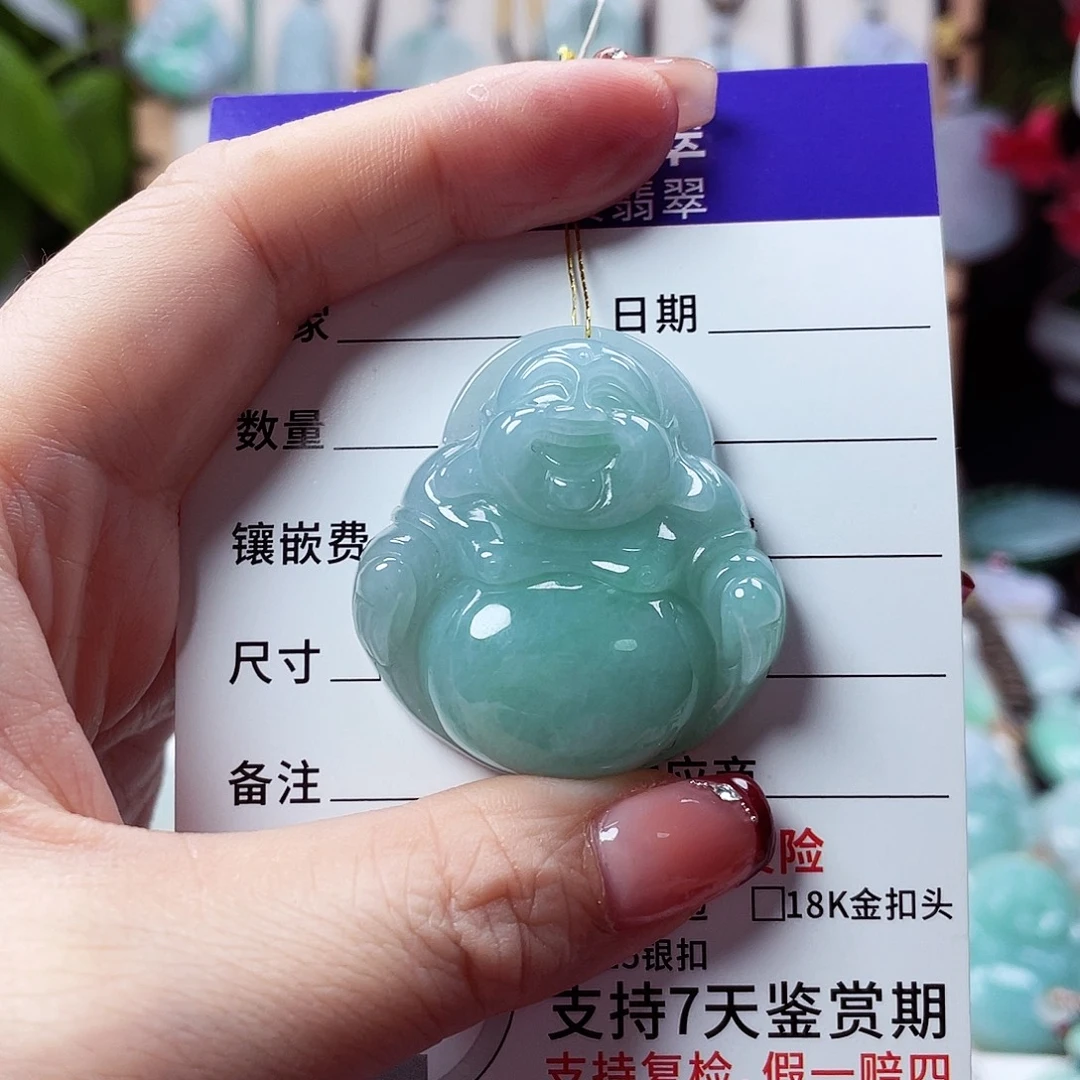 翡翠未镶嵌颈饰佛公33