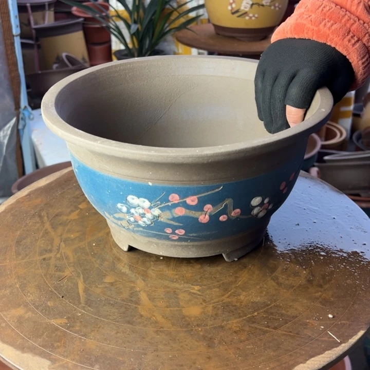 紫砂宜兴紫砂花盆蓝富贵点菜大