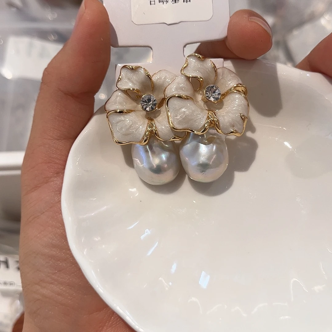 合金淡水珍珠耳饰