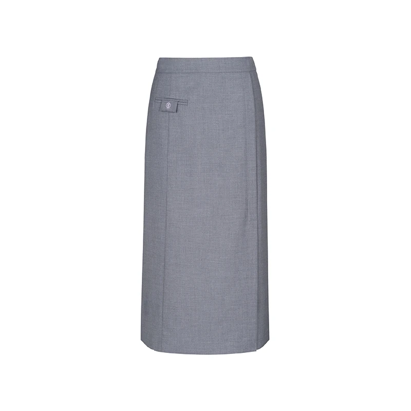 设计师女装2025夏季新款半身裙时尚气质高腰直筒灰色半身裙42259