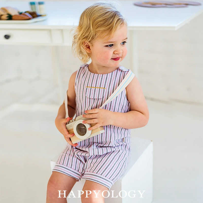 Happyology英国宝宝夏季短款连体衣婴幼儿无袖爬服条纹连身哈衣