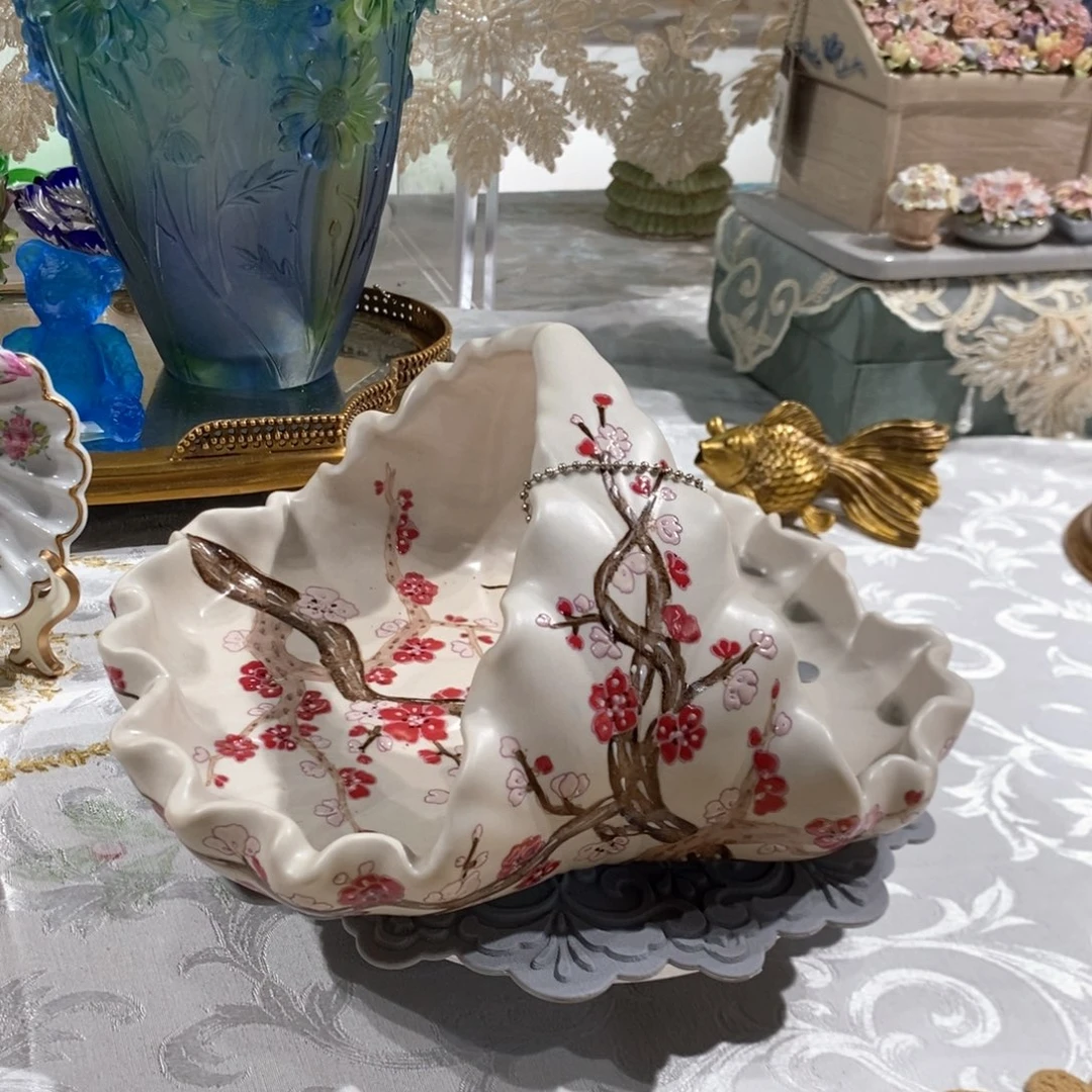 摆件F3222桃花流水提篮果篮