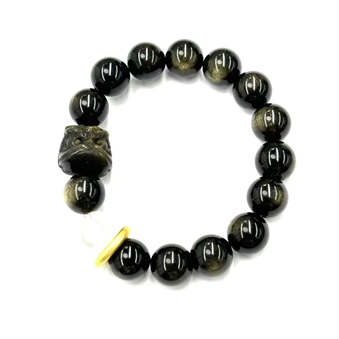 s1103-复古设计款金曜石圆珠手串-赠礼盒