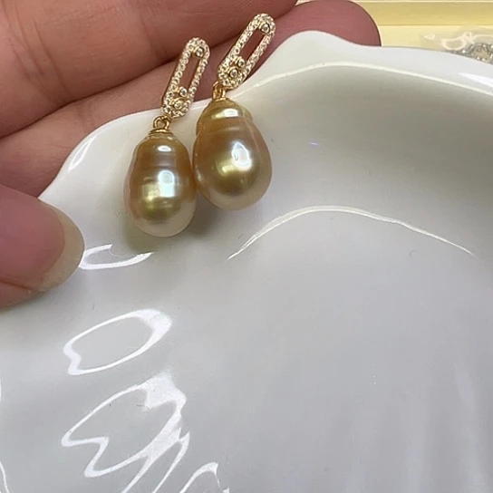 银S925镶嵌耳饰海水珍珠