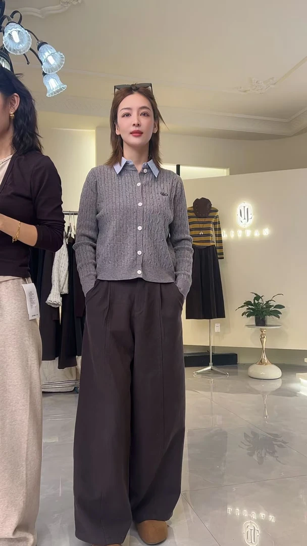 李园家1号店-617-带腰带简约显瘦镰刀裤