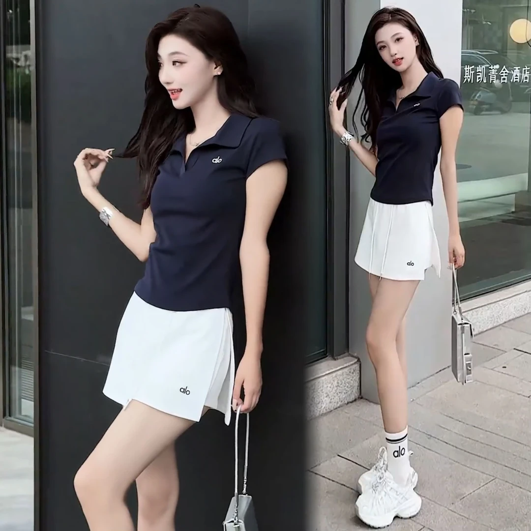 韩版女装短袖短裙套装轻薄T恤假两件裙裤时尚高腰休闲显瘦两件套