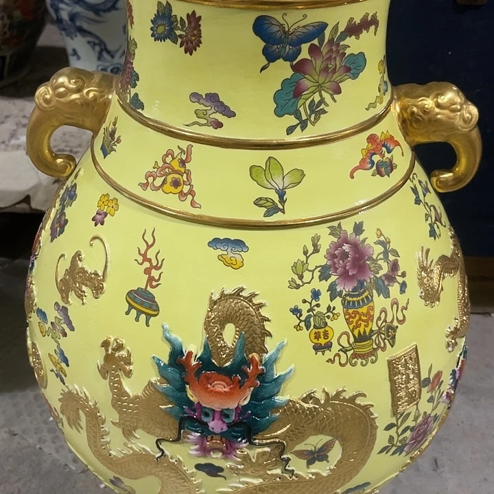 用***0双耳龙纹摆件高端