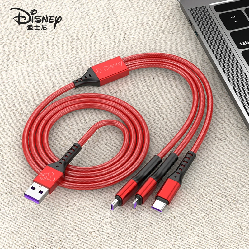 迪士尼一拖三通用安卓苹果手机充电线