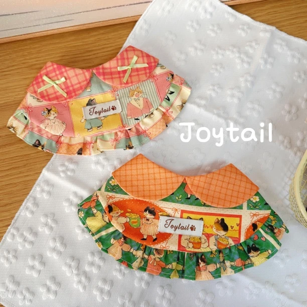 Joytail原创 双层抽褶花边围兜系列可爱口水巾