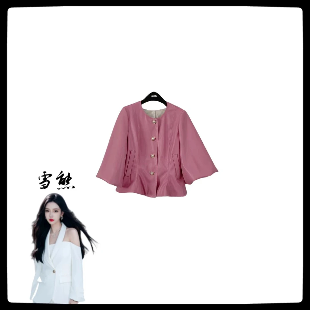 2099女装轻奢新款粉色喇叭袖时尚外套SXZY