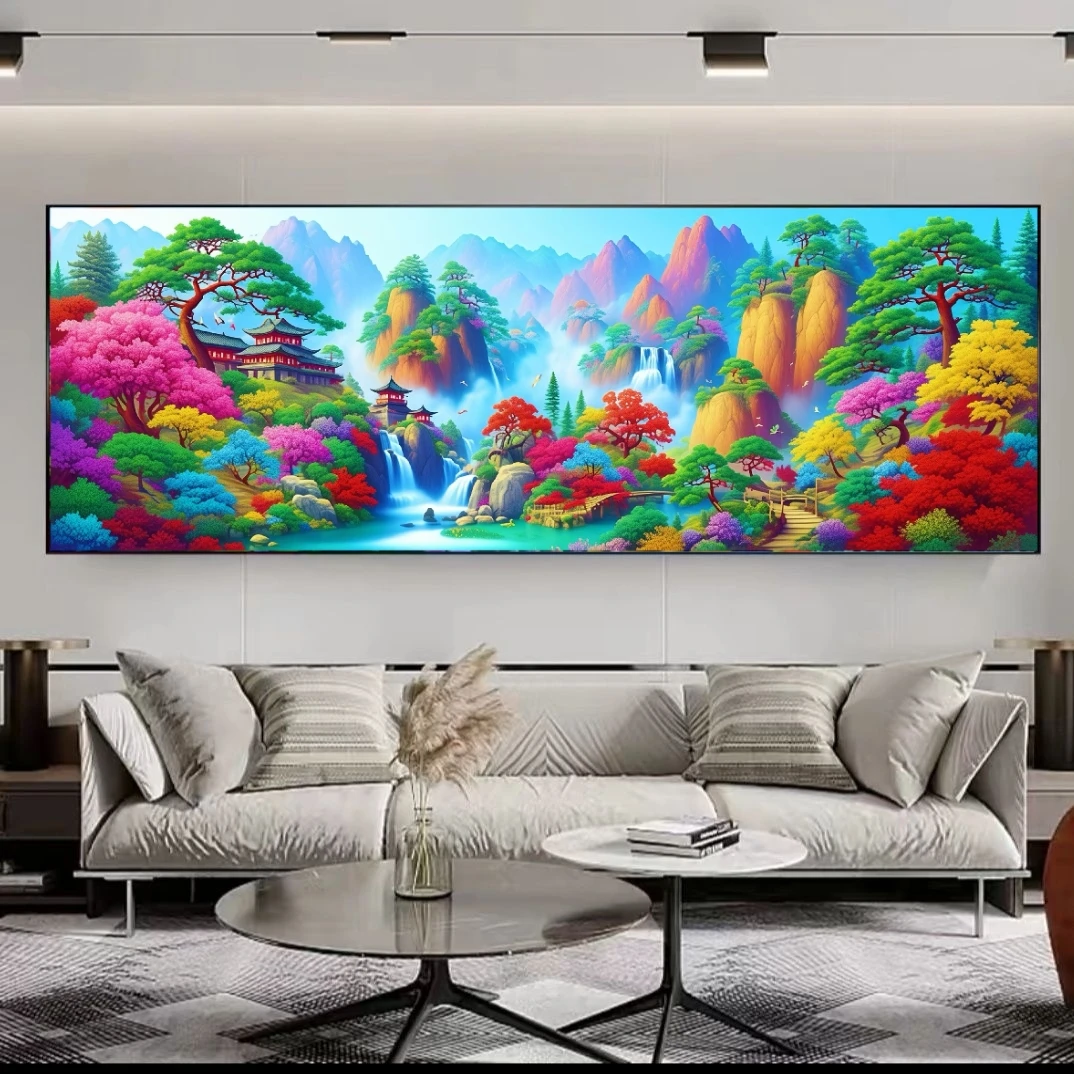 手工十字绣成品静谧山林3米大格t3146