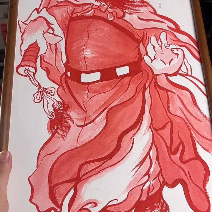 黑***头纯手绘钟馗文创画