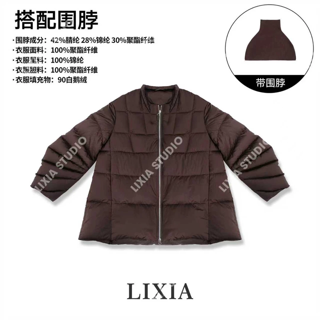 LIXIA【浓情密苏里】轻奢休闲欧美风自带披肩加绒保暖鹅绒服-D10723