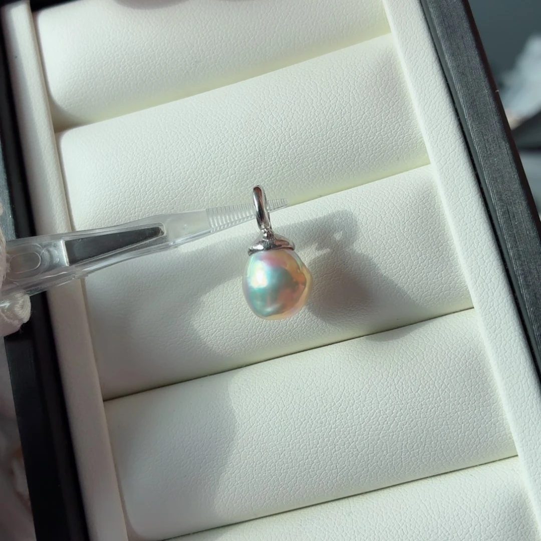 吊坠(不含链)银S925镶嵌淡水珍珠巴洛克 皱巴