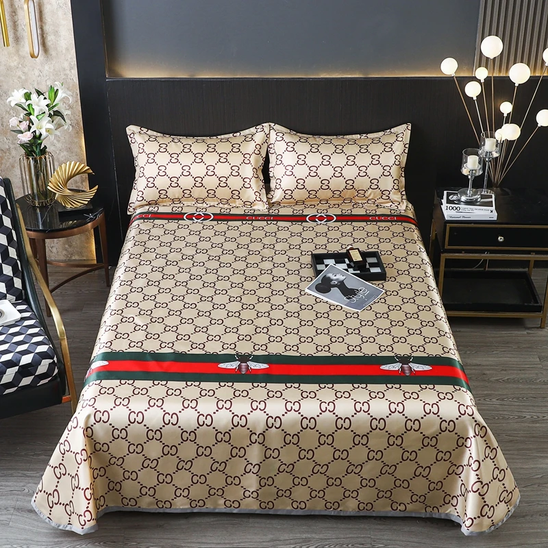 冰丝凉席三件套高端亲肤凉而不冰可以机器水洗小蜜蜂