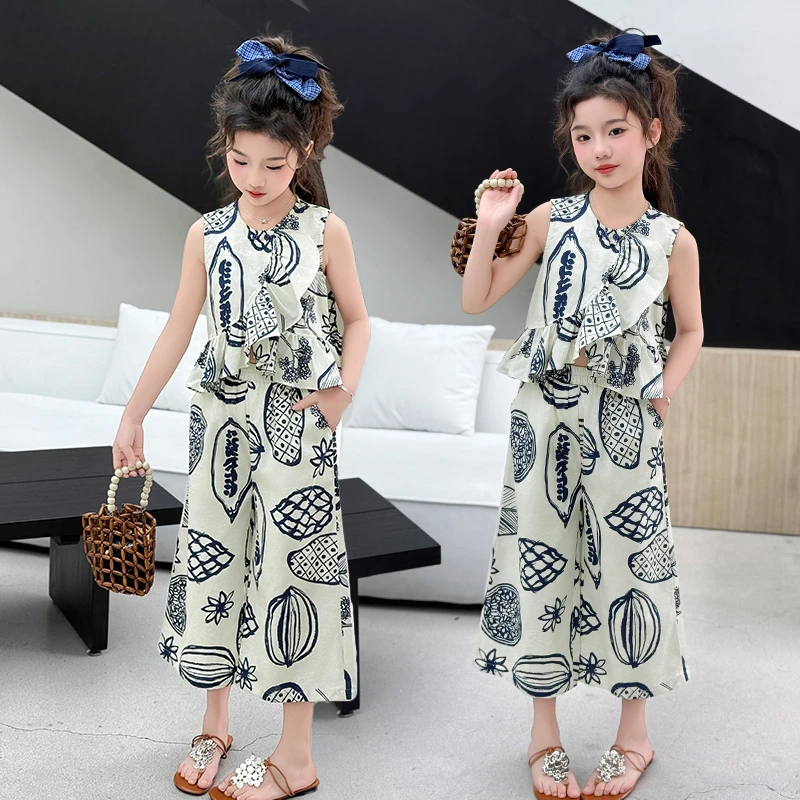 女童套装夏季薄款时尚中大童2025新款洋气时髦儿童夏装休闲两件套