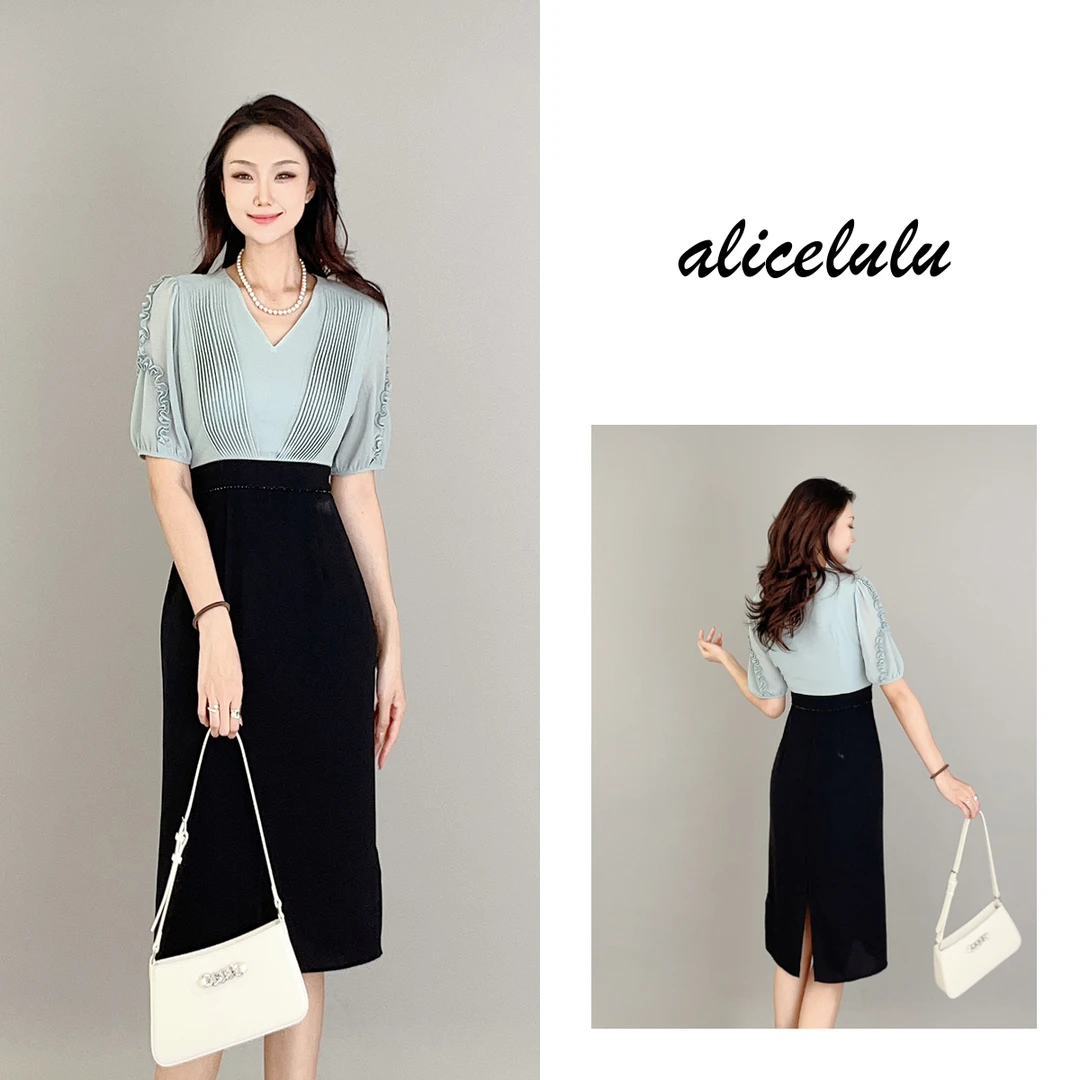 [alicelulu] “风琴悠扬”连衣裙 风琴褶 时髦通勤 S1033919D