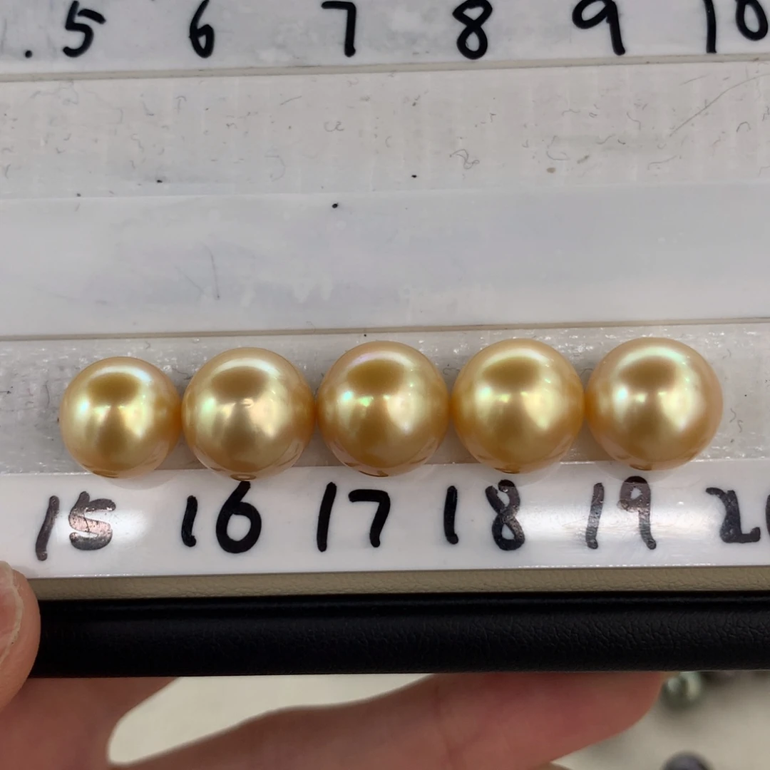 定制海水珍珠未镶嵌裸珠10-12mm金珠裸珠5颗