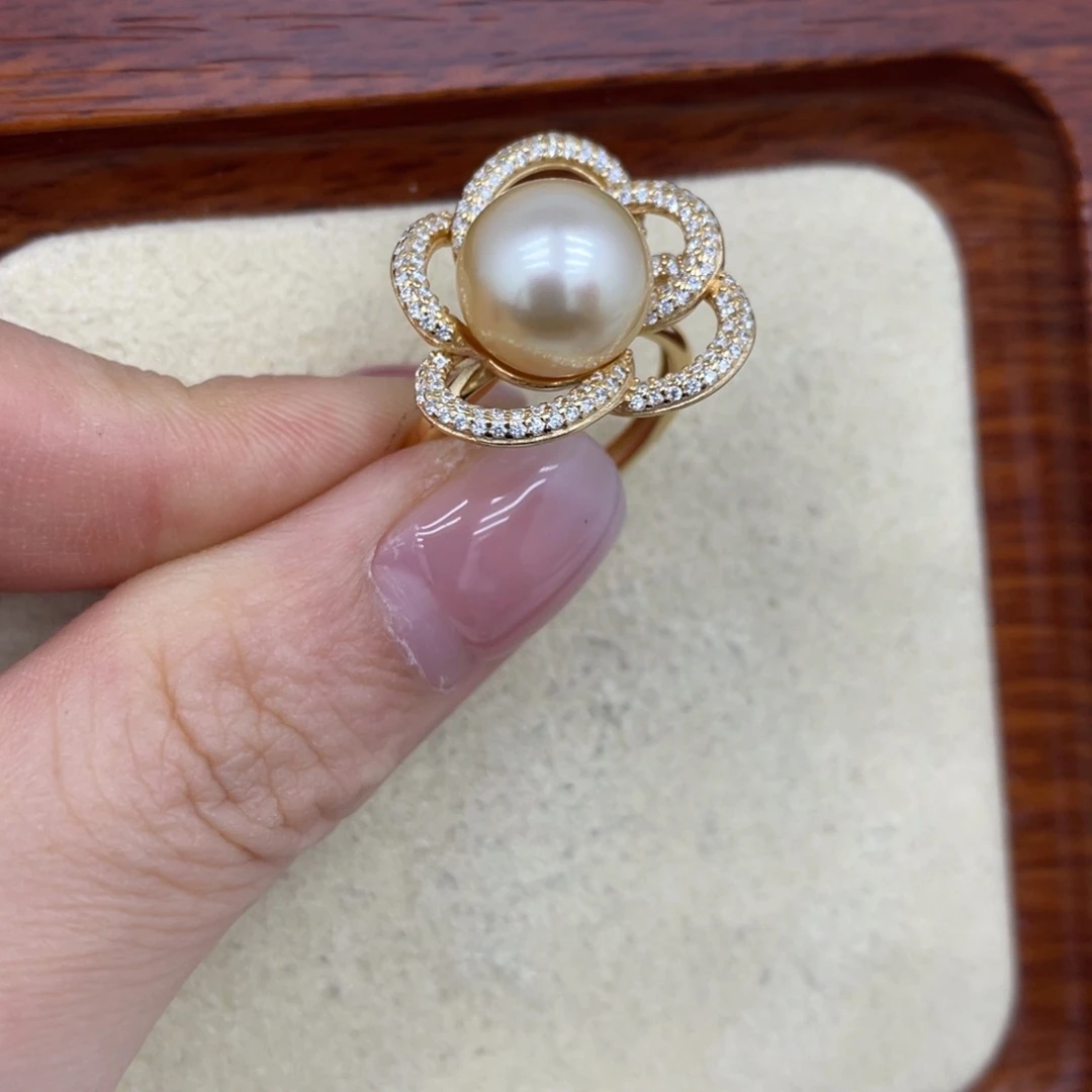 银S925镶嵌戒指海水珍珠