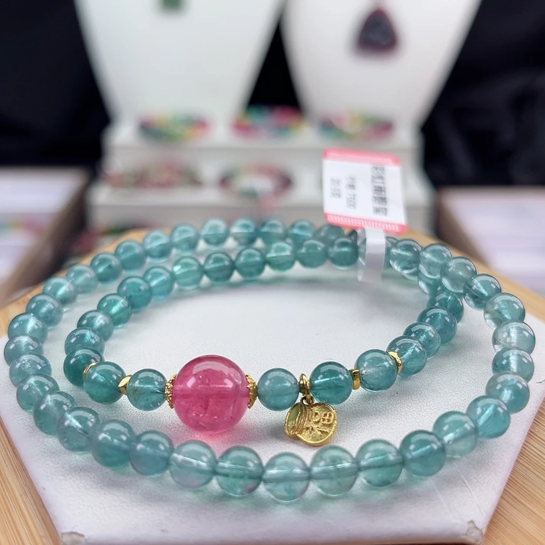 未镶嵌手链碧玺碧玺手串双圈5.5mm+