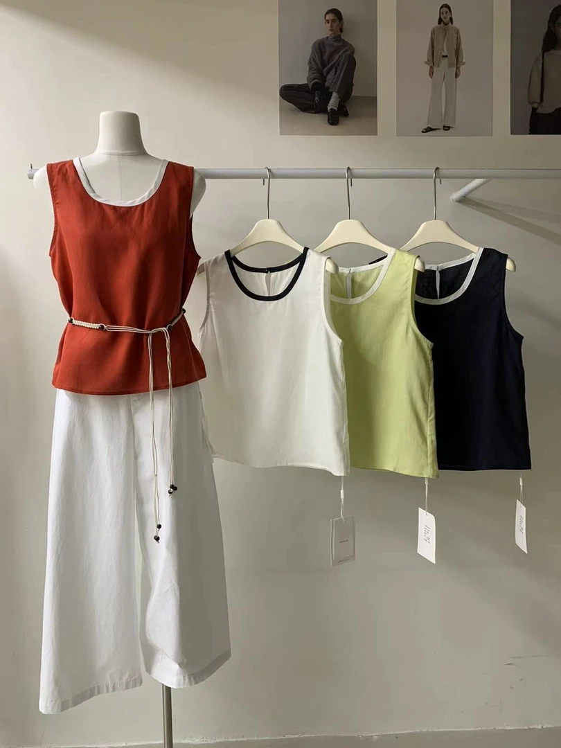 abow@2805 韩系简约百搭撞色显瘦气质背心 5-11