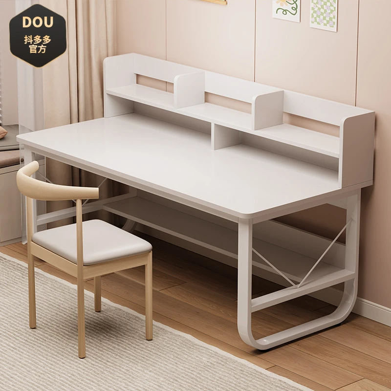 电脑桌台式家用书桌书架一体卧室带抽屉学生写字桌学习桌办公桌子