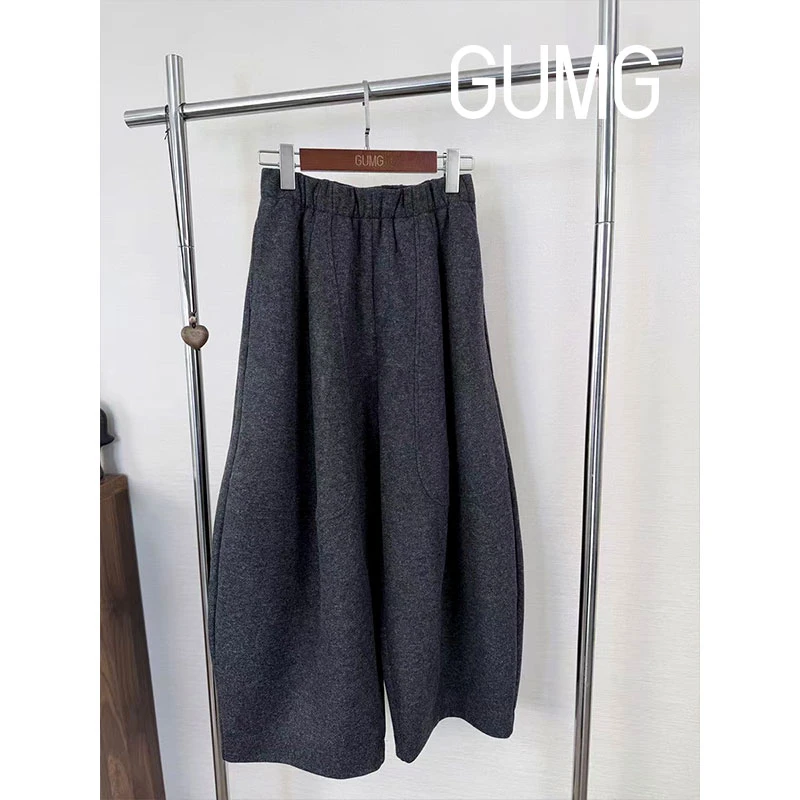 【女装优选】GUMG-毛呢压褶花苞形阔腿裤GM20426