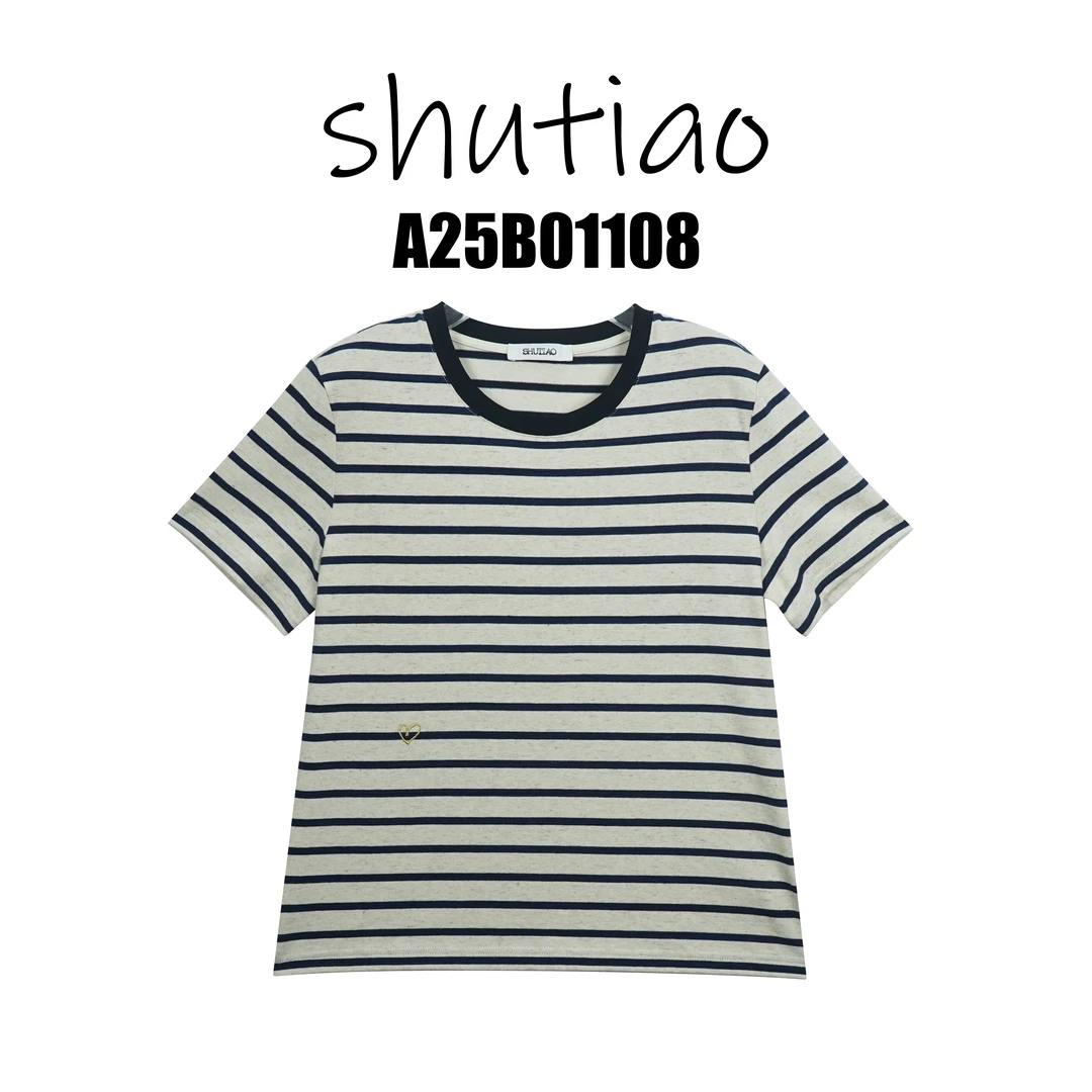 【SHUTIAO】2025春夏：新款小众设计款T恤A25B01108