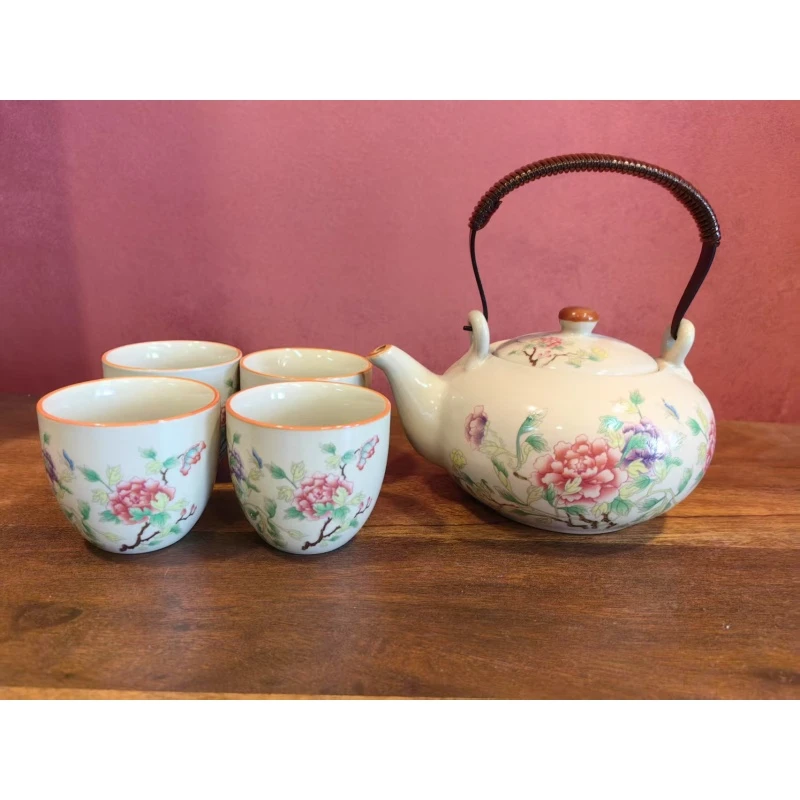 复古百花盛开提梁壶（大）-灿若星河+4杯-1562