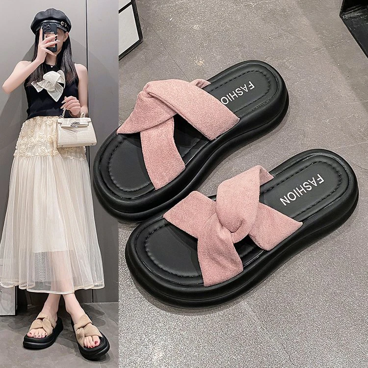 多巴胺糖果色凉拖鞋女夏外穿2025新款厚底外出沙滩度假仙女一字拖