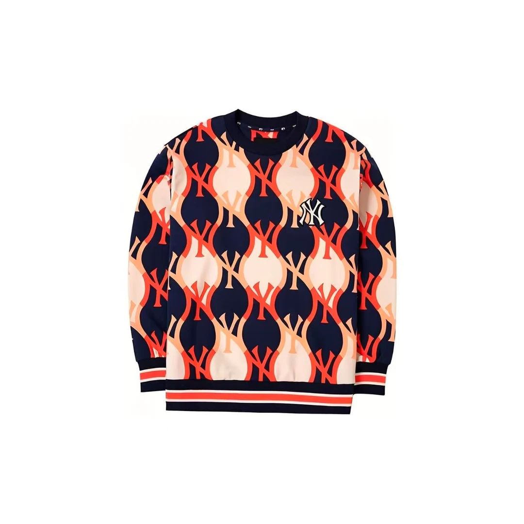 MLB 纽约洋基队 图案刺绣圆领套头长袖卫衣 男女同款 多色休闲