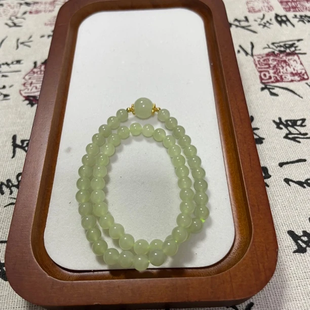 天然和田玉双圈手串，情人节送女友首选礼物