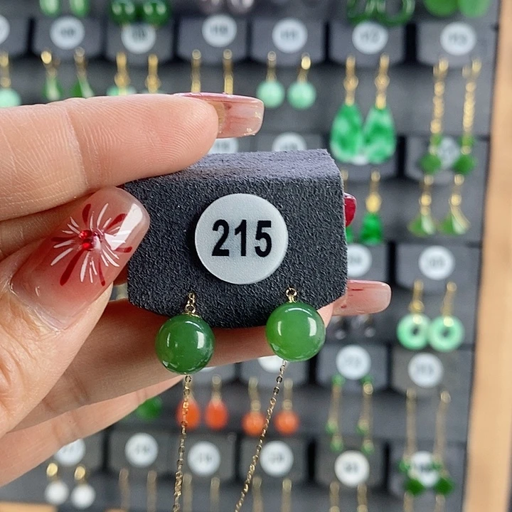 和田玉耳饰18K金镶嵌